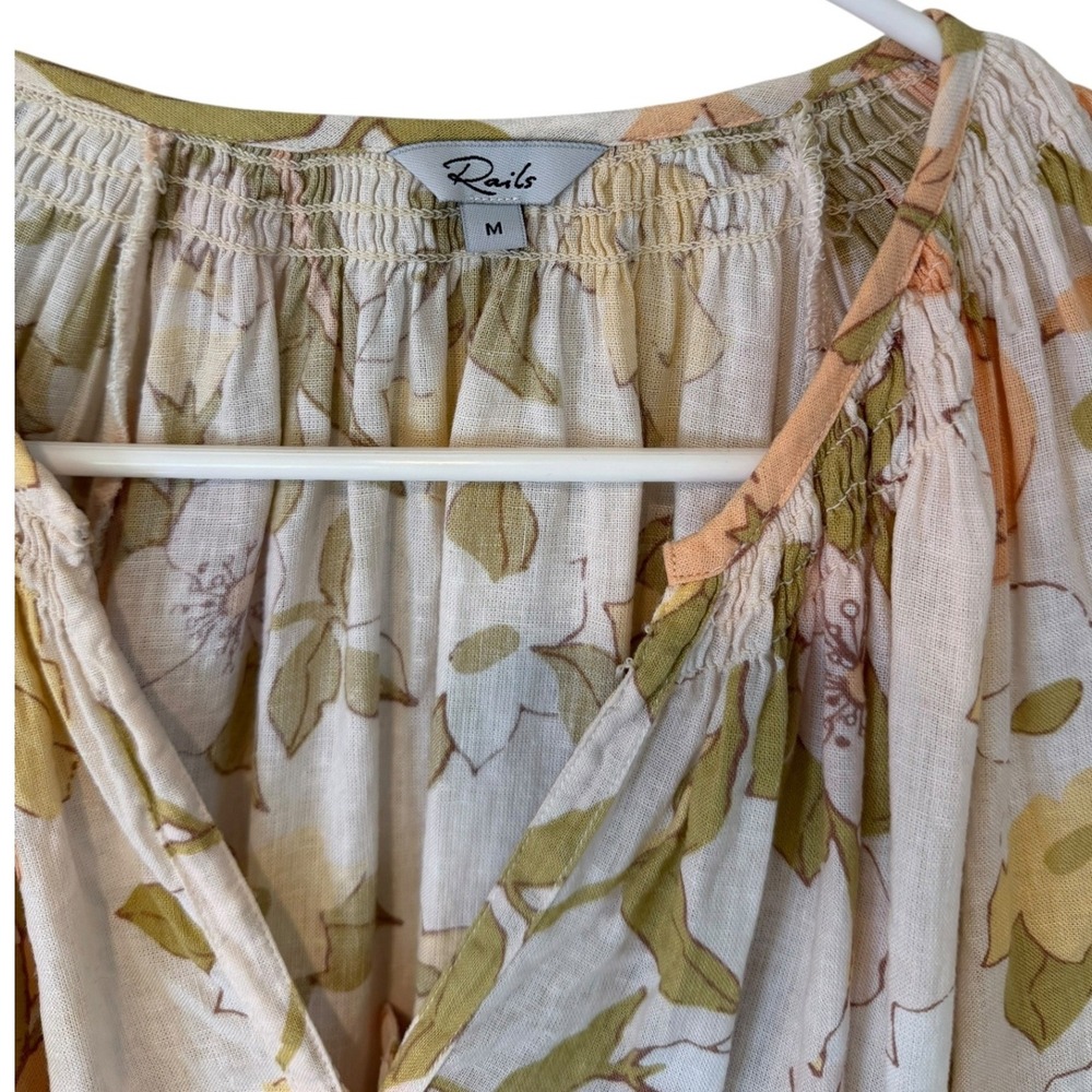 Rails Mariah Citrus Floral Linen Blend Button Down Blouse Medium 200-684-2665 - Picture 5 of 9